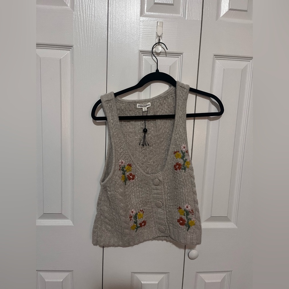 For Love & Lemons Amaryllis Sweater Vest Grey Small
